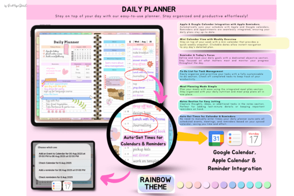 All-In-One Daily Planner with Apple and Google Calendar Integration